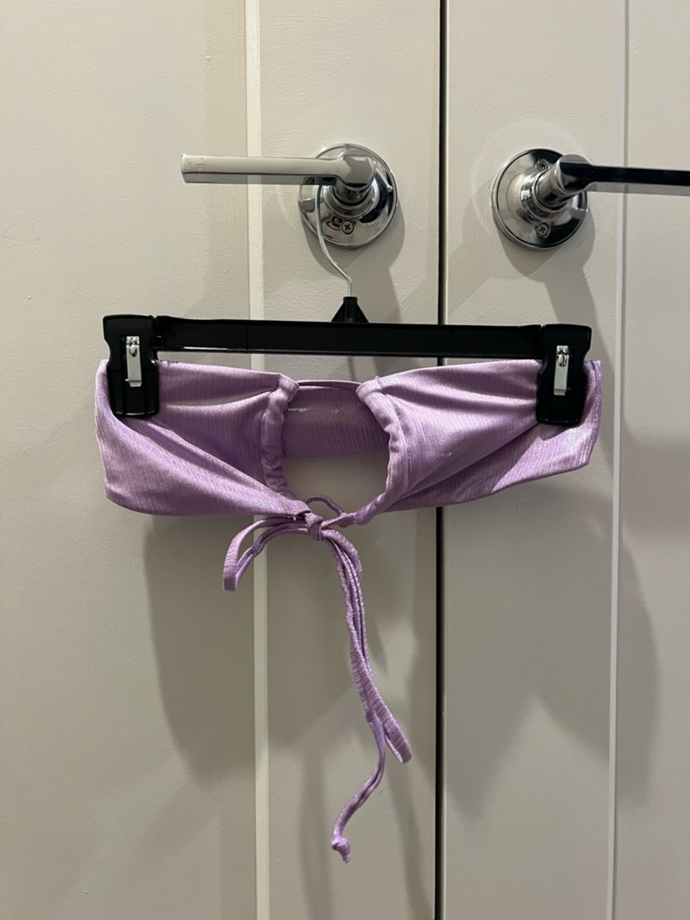 SHEIN Lilac Ribbed Tie-Front Bikini Top